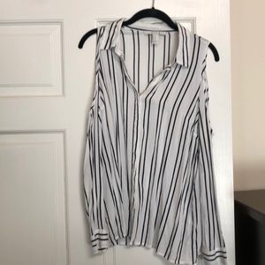 Cold shoulder stripped top